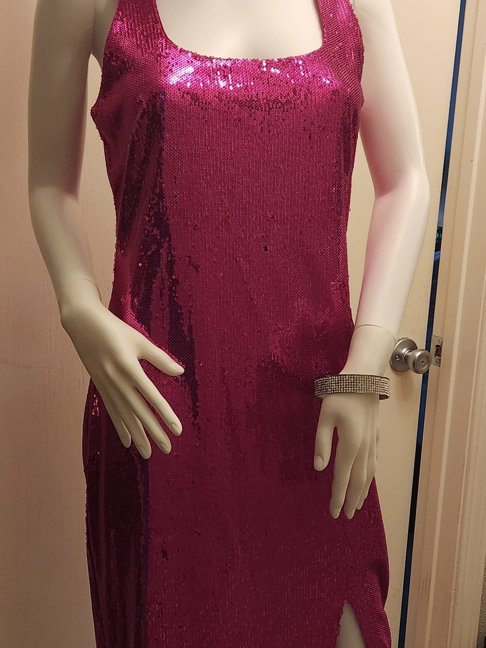 MICHAEL Michael Kors Hot Pink Sequin Midi Dress